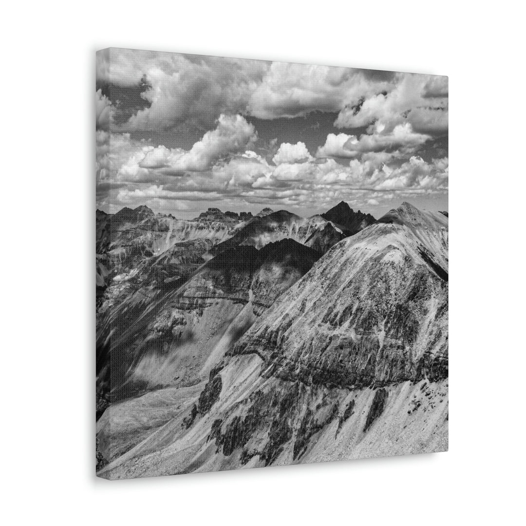 Imogene Pass From the Air in Black and White - Canvas