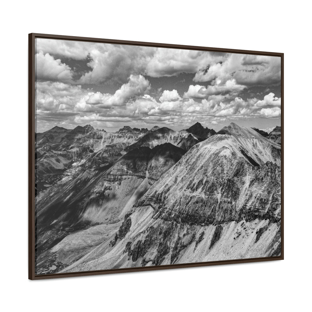 Imogene Pass From the Air in Black and White - Canvas with Frame