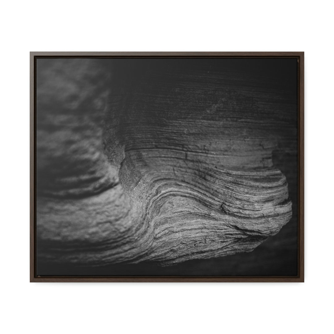 Sedimentary Rock Curves in Black and White - Canvas with Frame