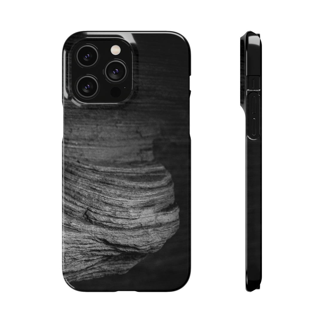 Sedimentary Rock Curves in Black and White - Phone Case