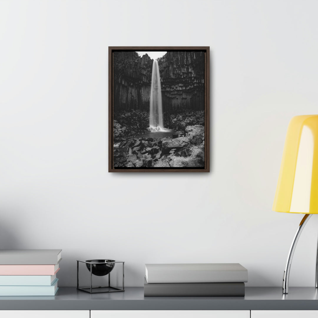 Svartifoss in Black and White - Canvas with Frame