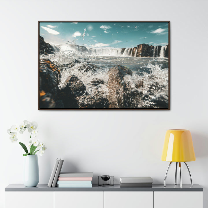 Goðafoss Splash - Canvas with Frame