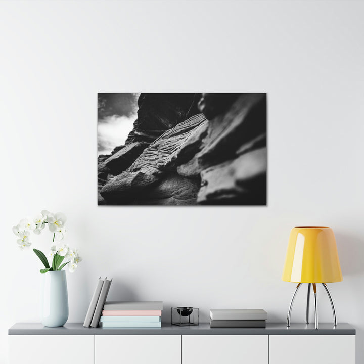 Layers of Rock in Black and White - Canvas