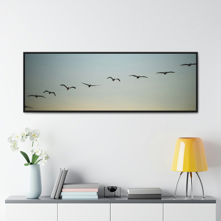 Brown Pelicans in Flight - Canvas with Frame