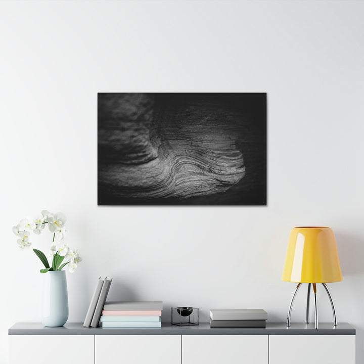 Sedimentary Rock Curves in Black and White - Canvas