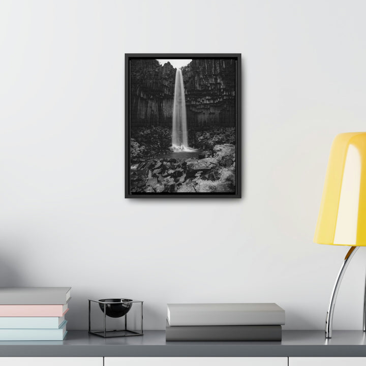 Svartifoss in Black and White - Canvas with Frame