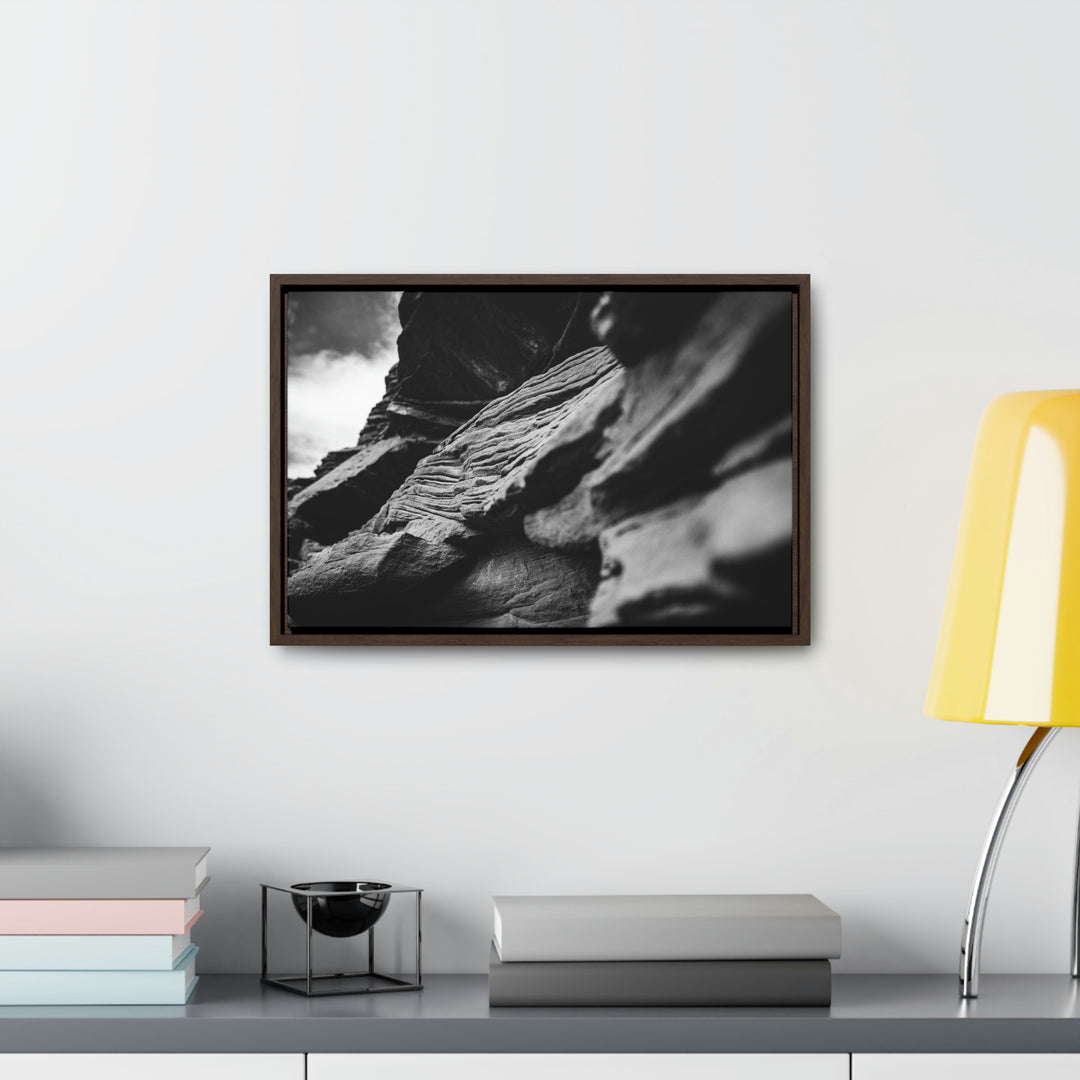 Layers of Rock in Black and White - Canvas with Frame