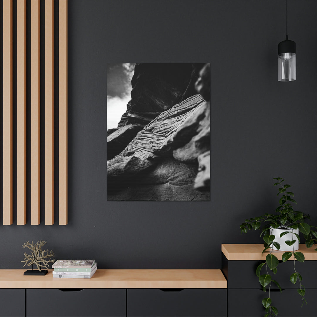 Layers of Rock in Black and White - Canvas