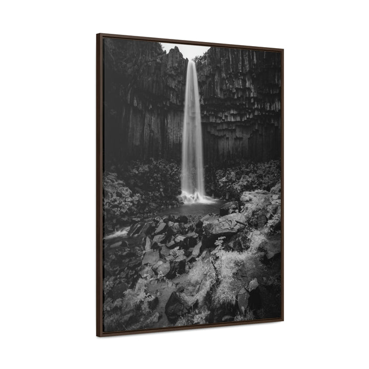 Svartifoss in Black and White - Canvas with Frame