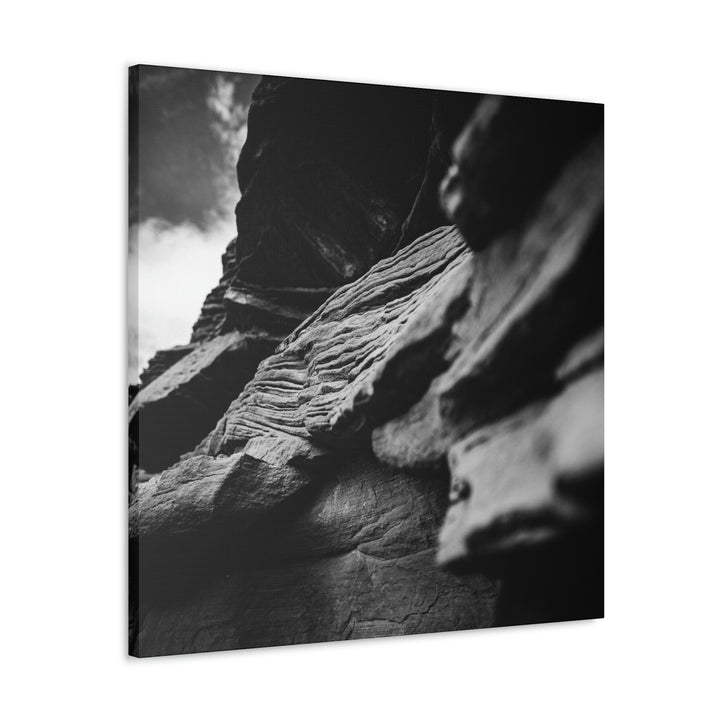 Layers of Rock in Black and White - Canvas