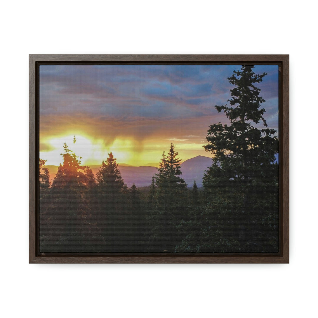 Rainy Sunset Through the Trees - Canvas with Frame