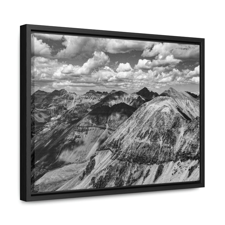 Imogene Pass From the Air in Black and White - Canvas with Frame