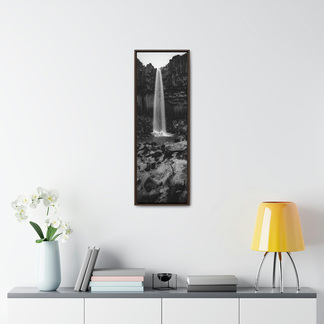 Svartifoss in Black and White - Canvas with Frame