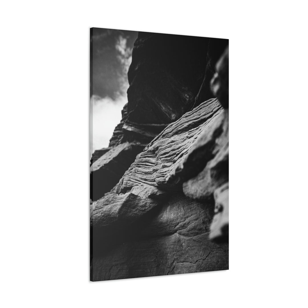 Layers of Rock in Black and White - Canvas