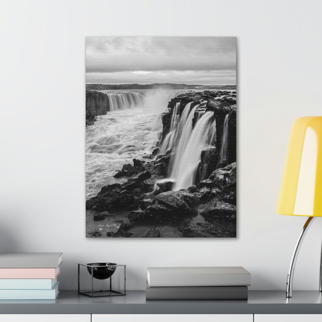 Selfoss in Black and White - Canvas