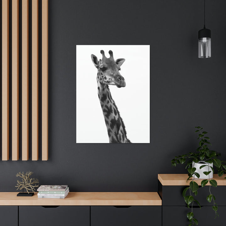 Giraffe Portrait in Black and White  - Canvas