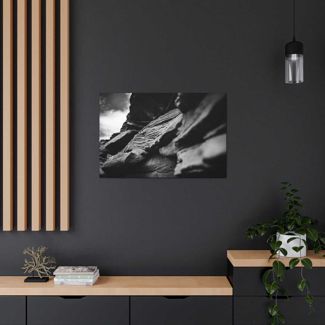 Layers of Rock in Black and White - Canvas