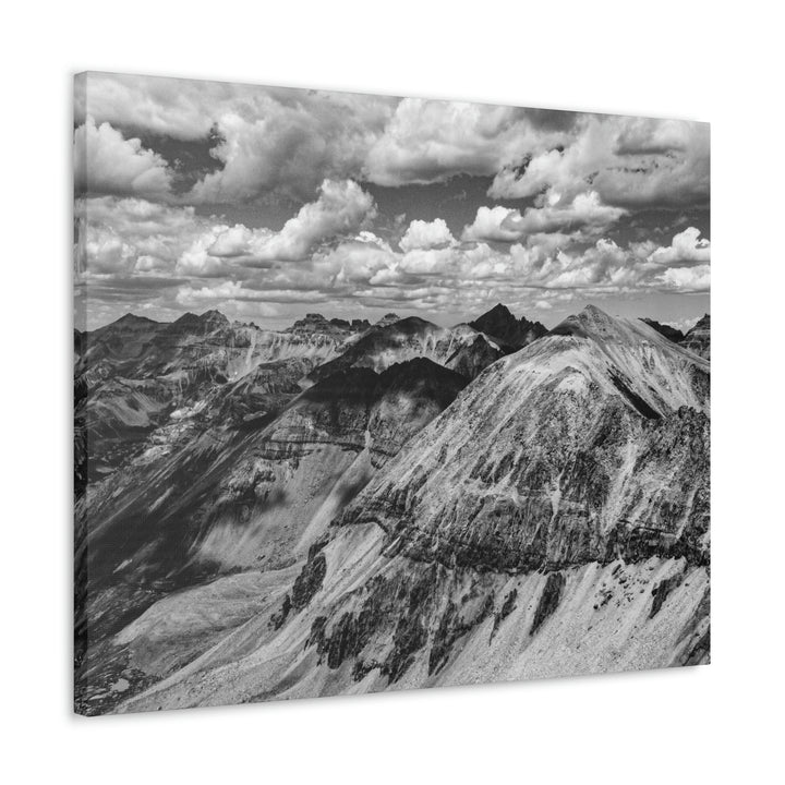 Imogene Pass From the Air in Black and White - Canvas