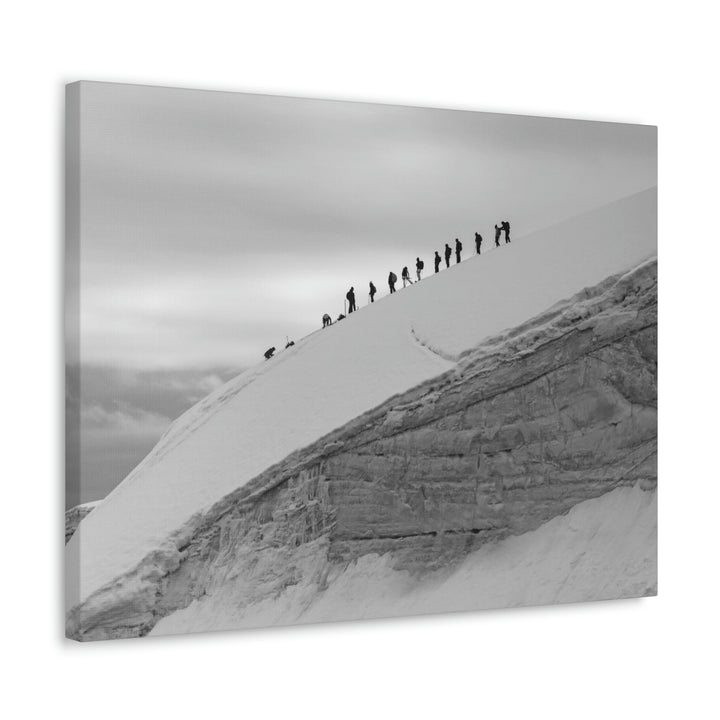 Preparing for the Climb in Black and White - Canvas