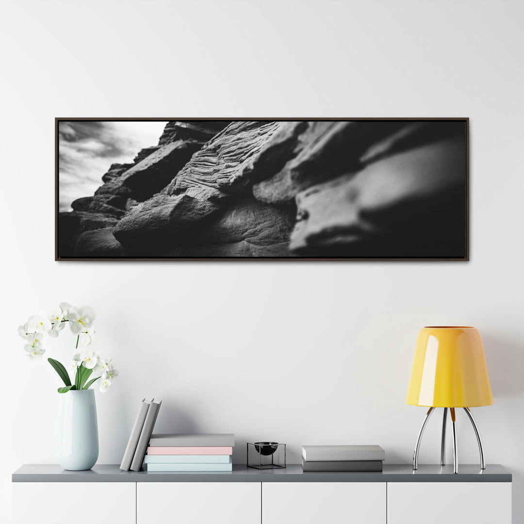 Layers of Rock in Black and White - Canvas with Frame