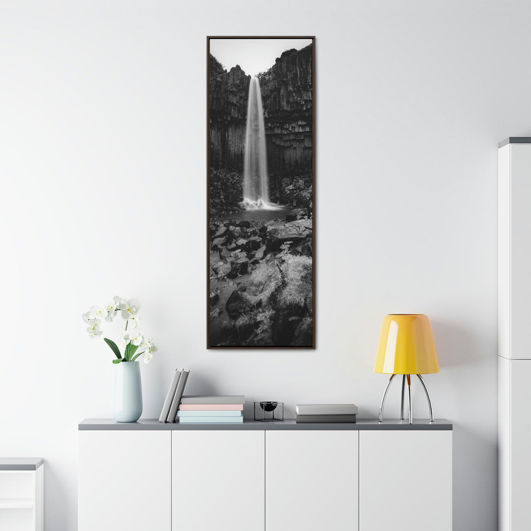 Svartifoss in Black and White - Canvas with Frame