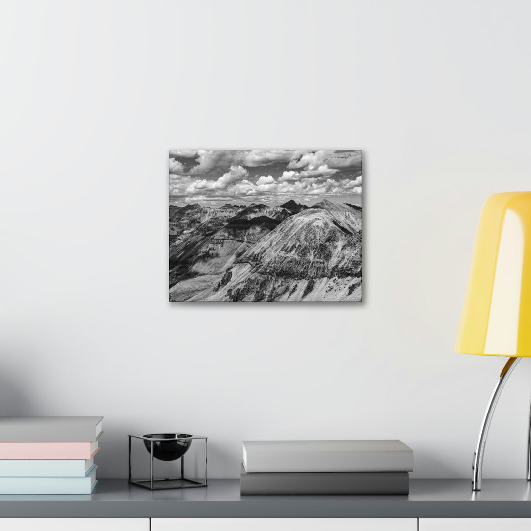 Imogene Pass From the Air in Black and White - Canvas