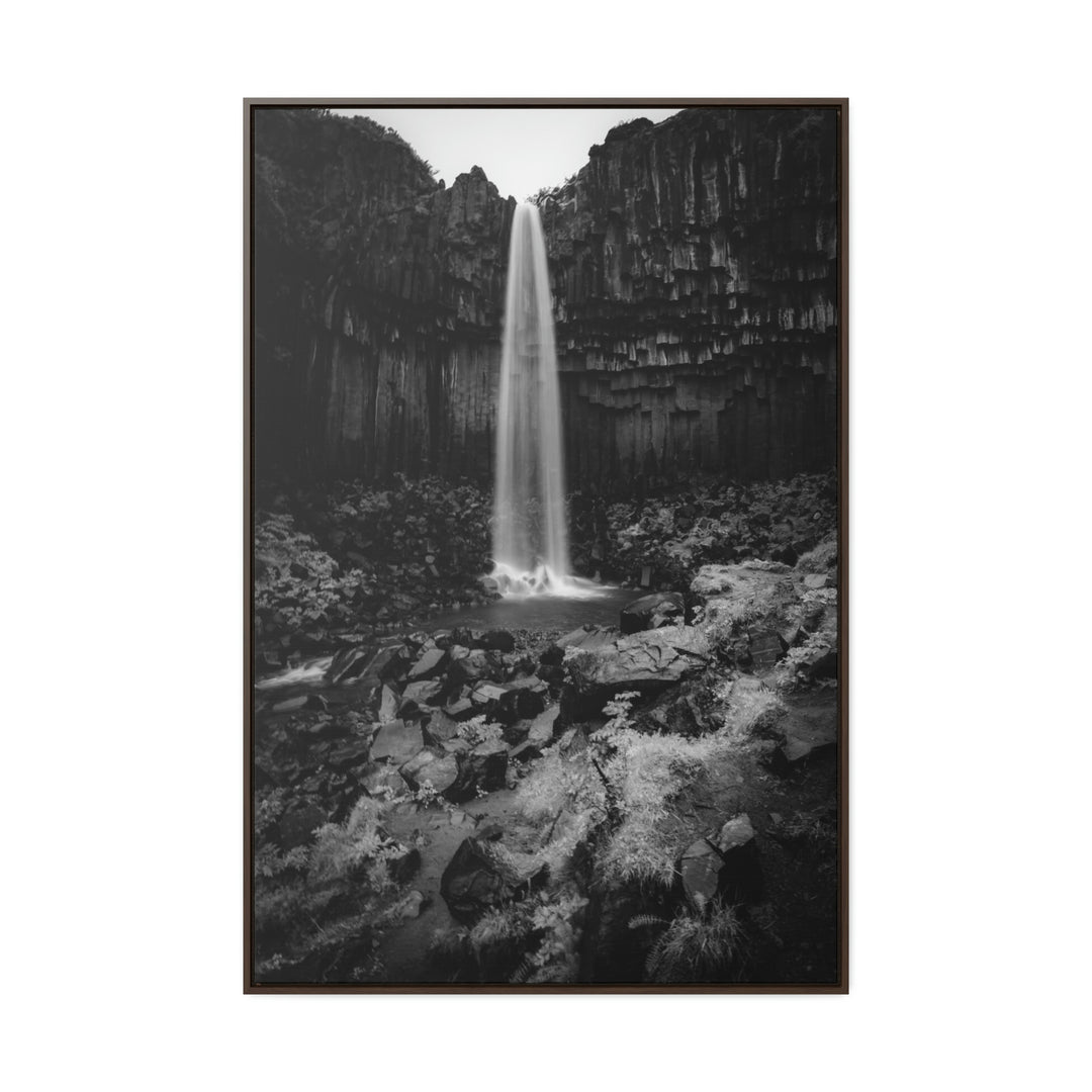 Svartifoss in Black and White - Canvas with Frame