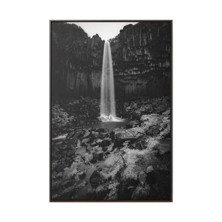 Svartifoss in Black and White - Canvas with Frame