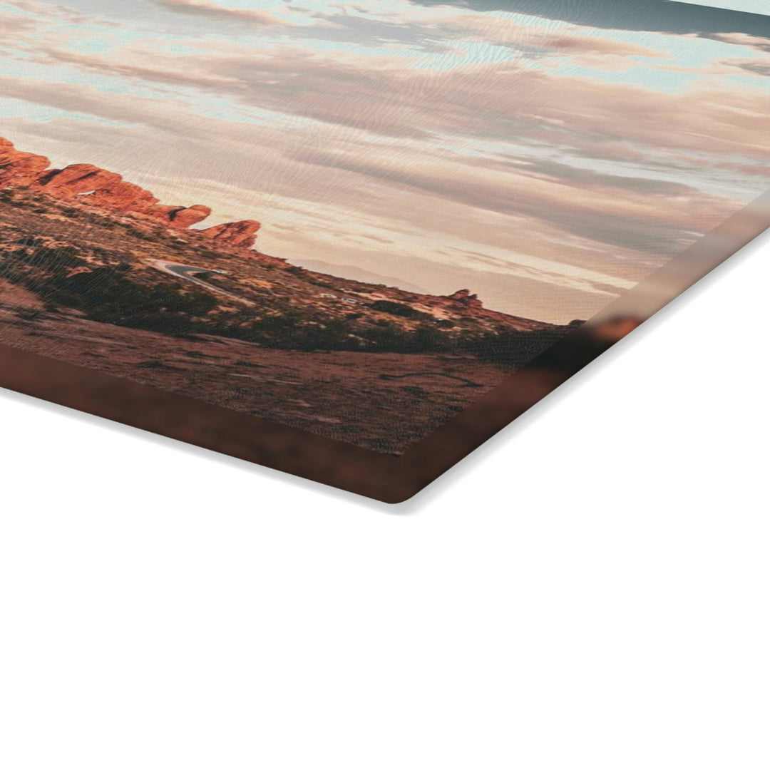 A Desert Sunset - Glass Cutting Board - Visiting This World