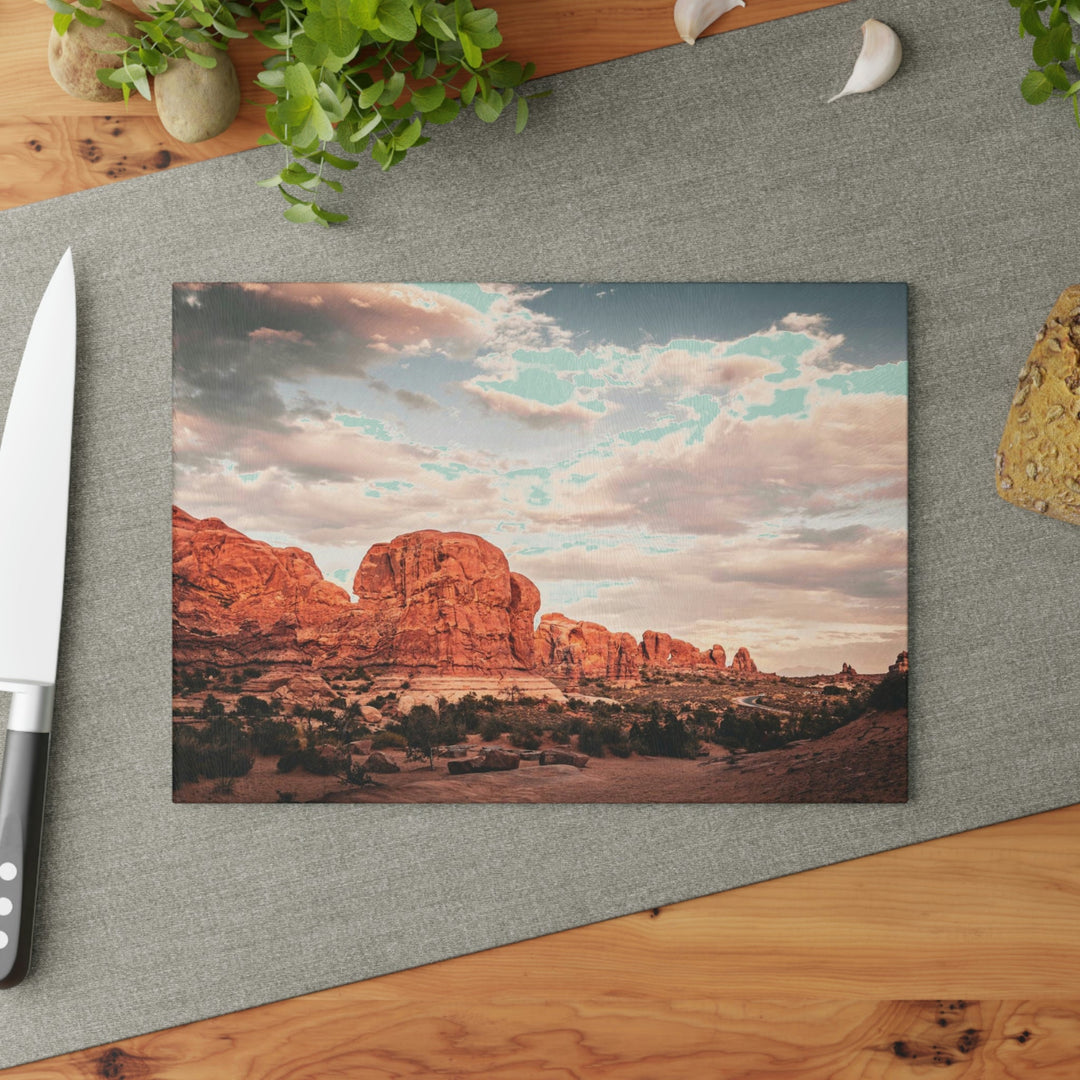 A Desert Sunset - Glass Cutting Board - Visiting This World