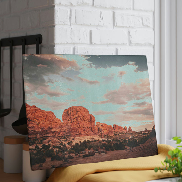 A Desert Sunset - Glass Cutting Board - Visiting This World