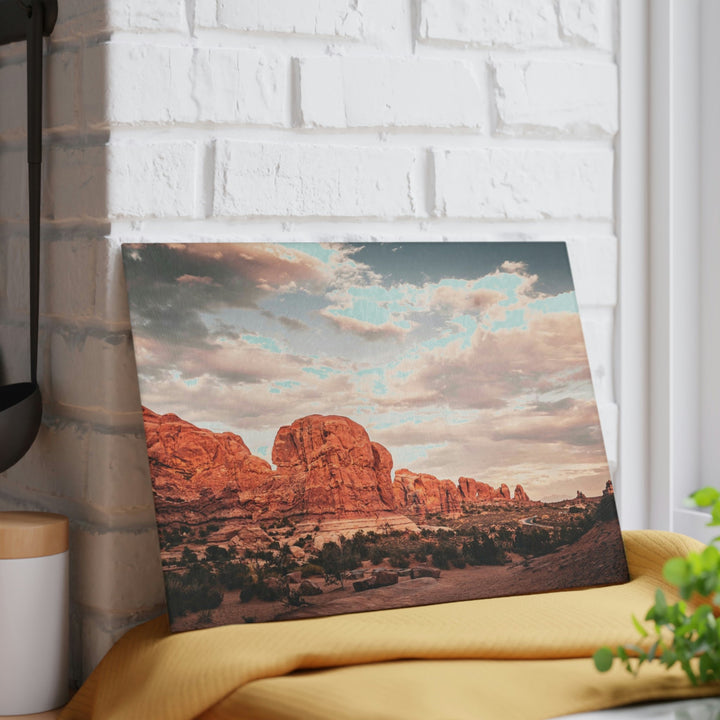 A Desert Sunset - Glass Cutting Board - Visiting This World