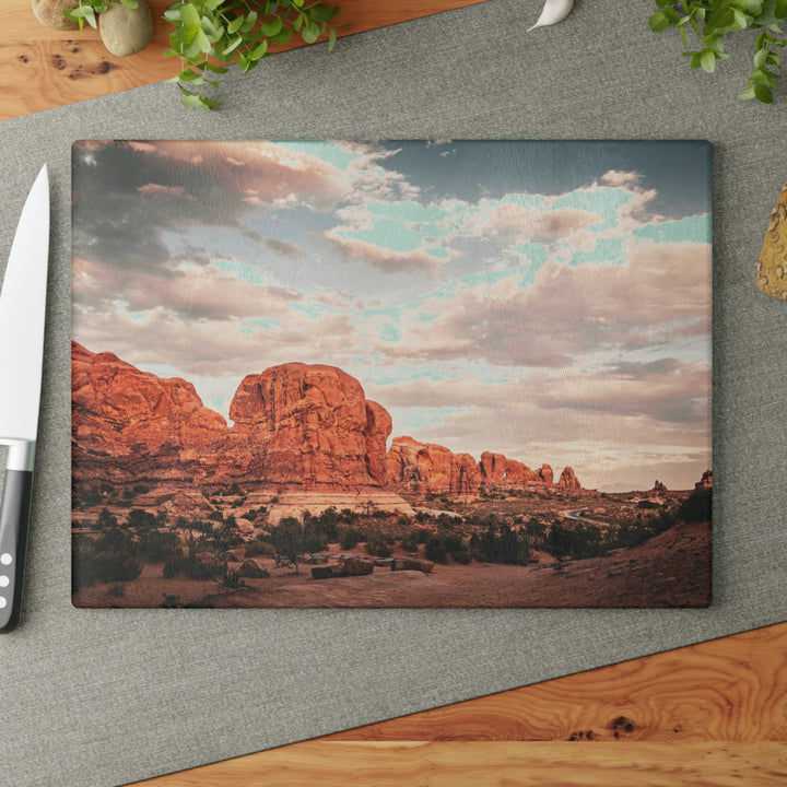 A Desert Sunset - Glass Cutting Board - Visiting This World