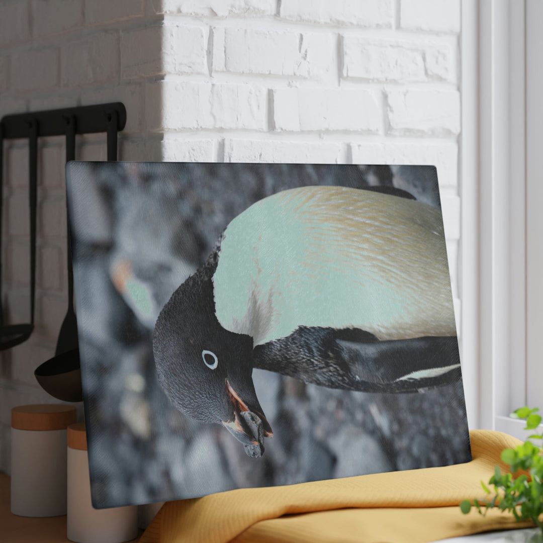 A Penguin's Pebble - Glass Cutting Board - Visiting This World