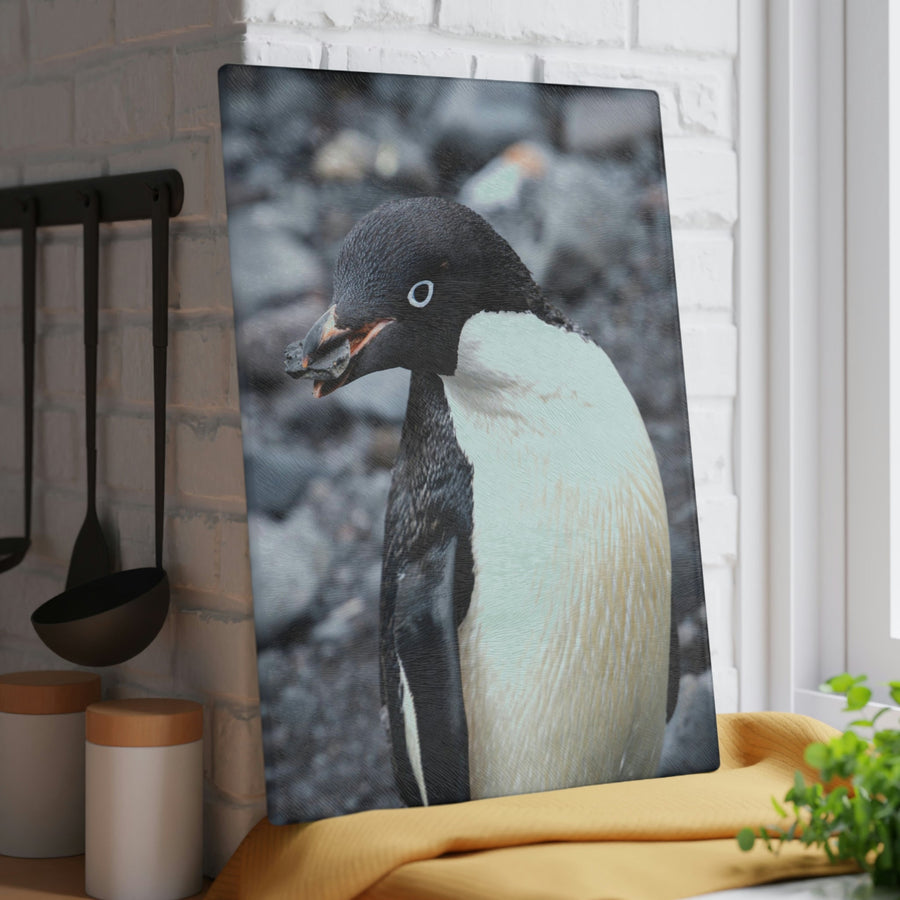 A Penguin's Pebble - Glass Cutting Board - Visiting This World