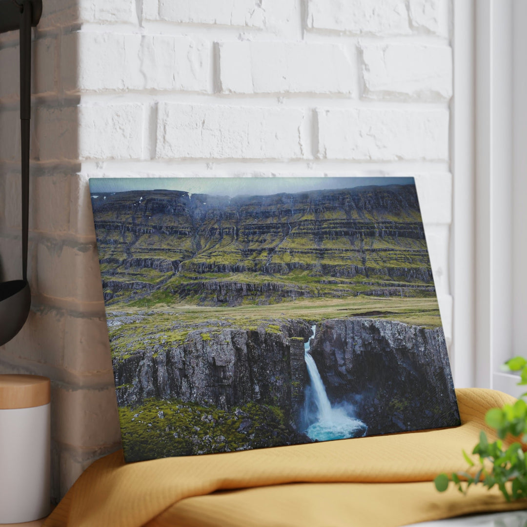 A Remote Waterfall - Glass Cutting Board - Visiting This World