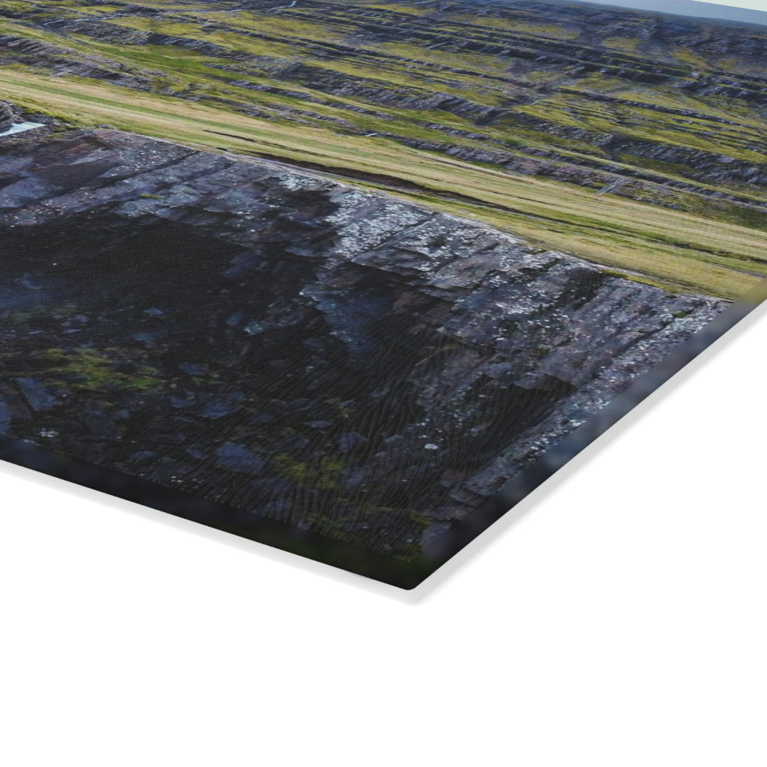 A Remote Waterfall - Glass Cutting Board - Visiting This World