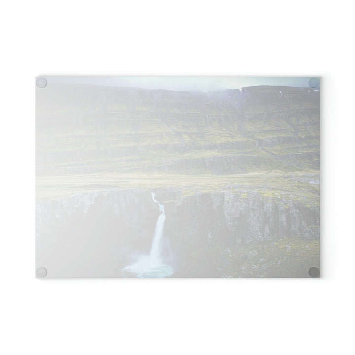 A Remote Waterfall - Glass Cutting Board - Visiting This World