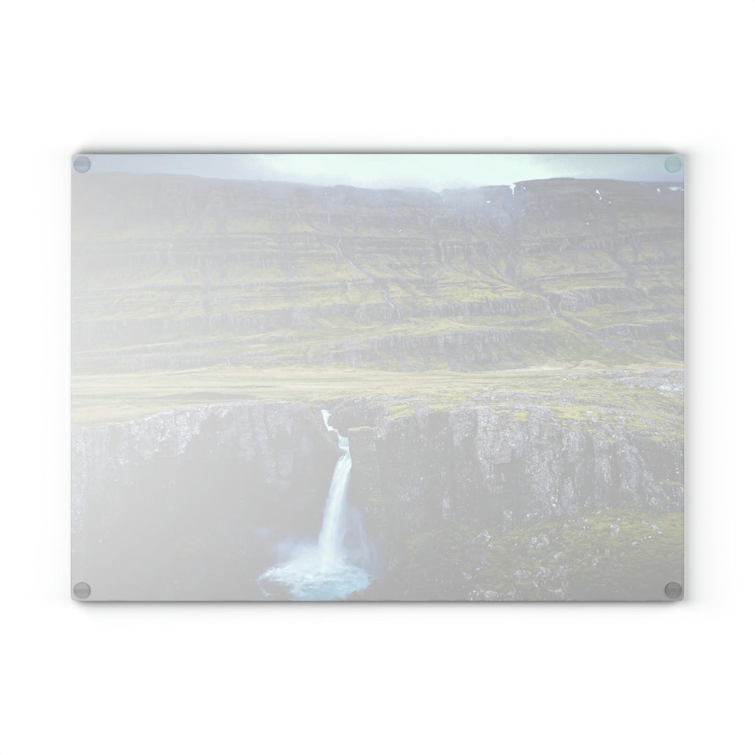 A Remote Waterfall - Glass Cutting Board - Visiting This World