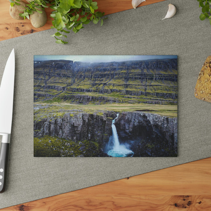 A Remote Waterfall - Glass Cutting Board - Visiting This World