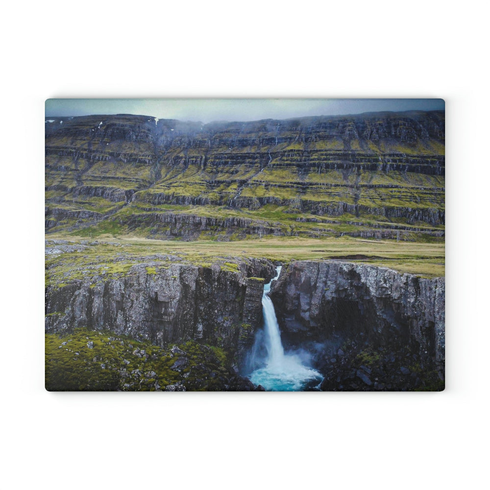 A Remote Waterfall - Glass Cutting Board - Visiting This World