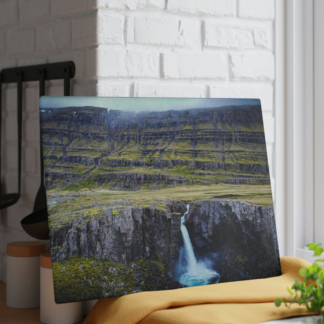 A Remote Waterfall - Glass Cutting Board - Visiting This World