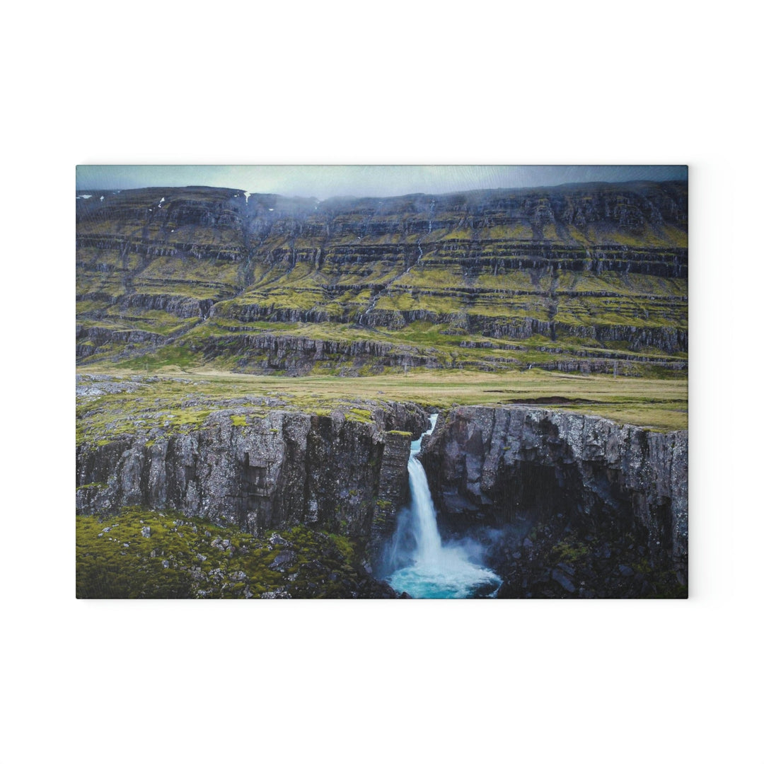 A Remote Waterfall - Glass Cutting Board - Visiting This World