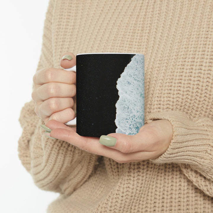 A Wave on Volcanic Sand - Ceramic Mug 11oz - Visiting This World