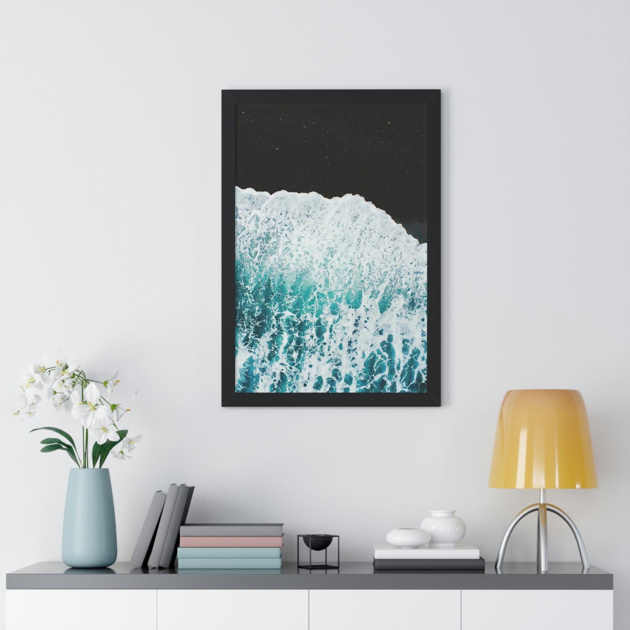 A Wave on Volcanic Sand - Framed Print - Visiting This World