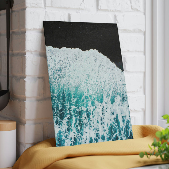 A Wave on Volcanic Sand - Glass Cutting Board - Visiting This World