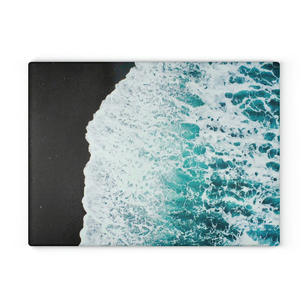 A Wave on Volcanic Sand - Glass Cutting Board - Visiting This World