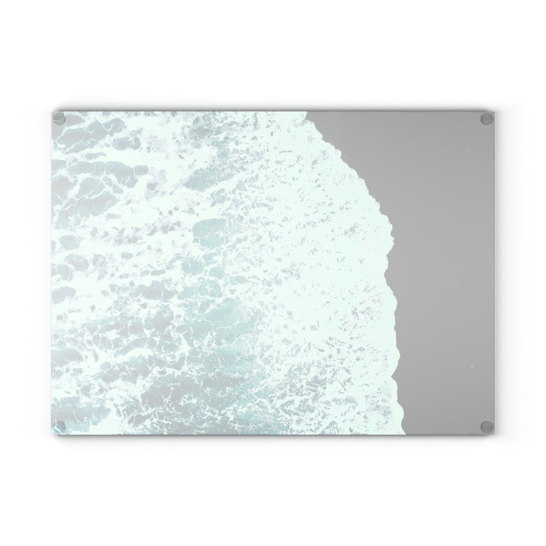 A Wave on Volcanic Sand - Glass Cutting Board - Visiting This World