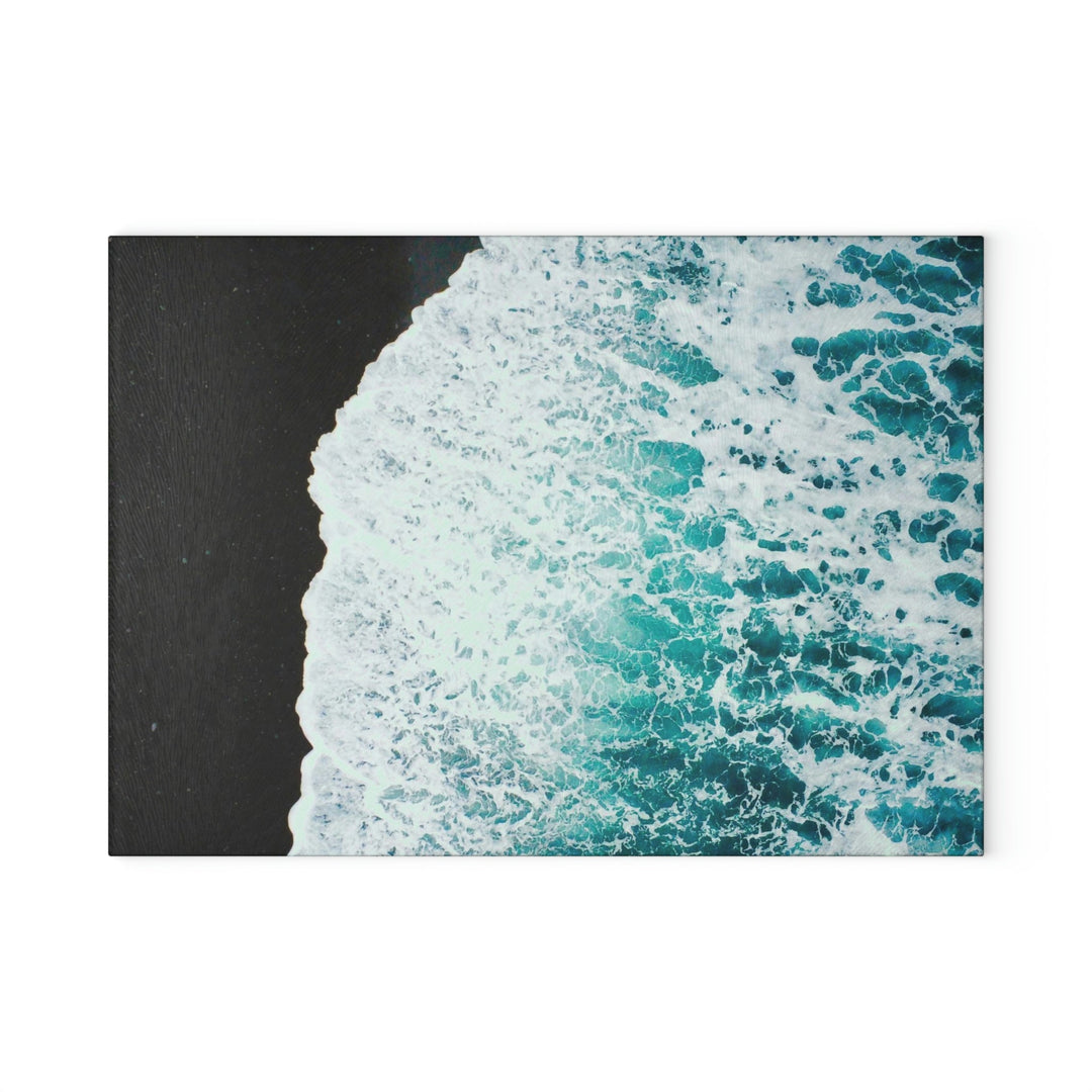 A Wave on Volcanic Sand - Glass Cutting Board - Visiting This World