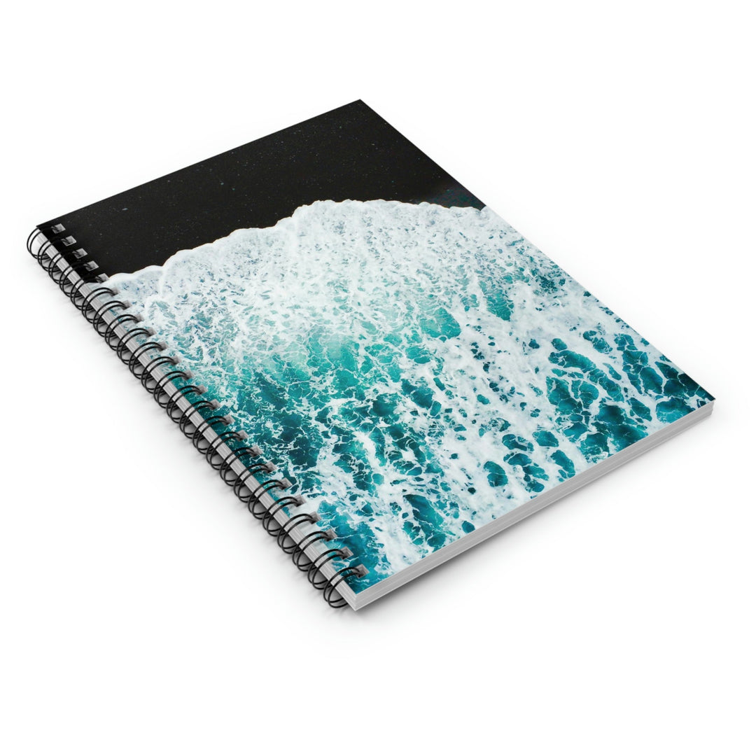 A Wave on Volcanic Sand - Spiral Ruled Line Notebook - Visiting This World